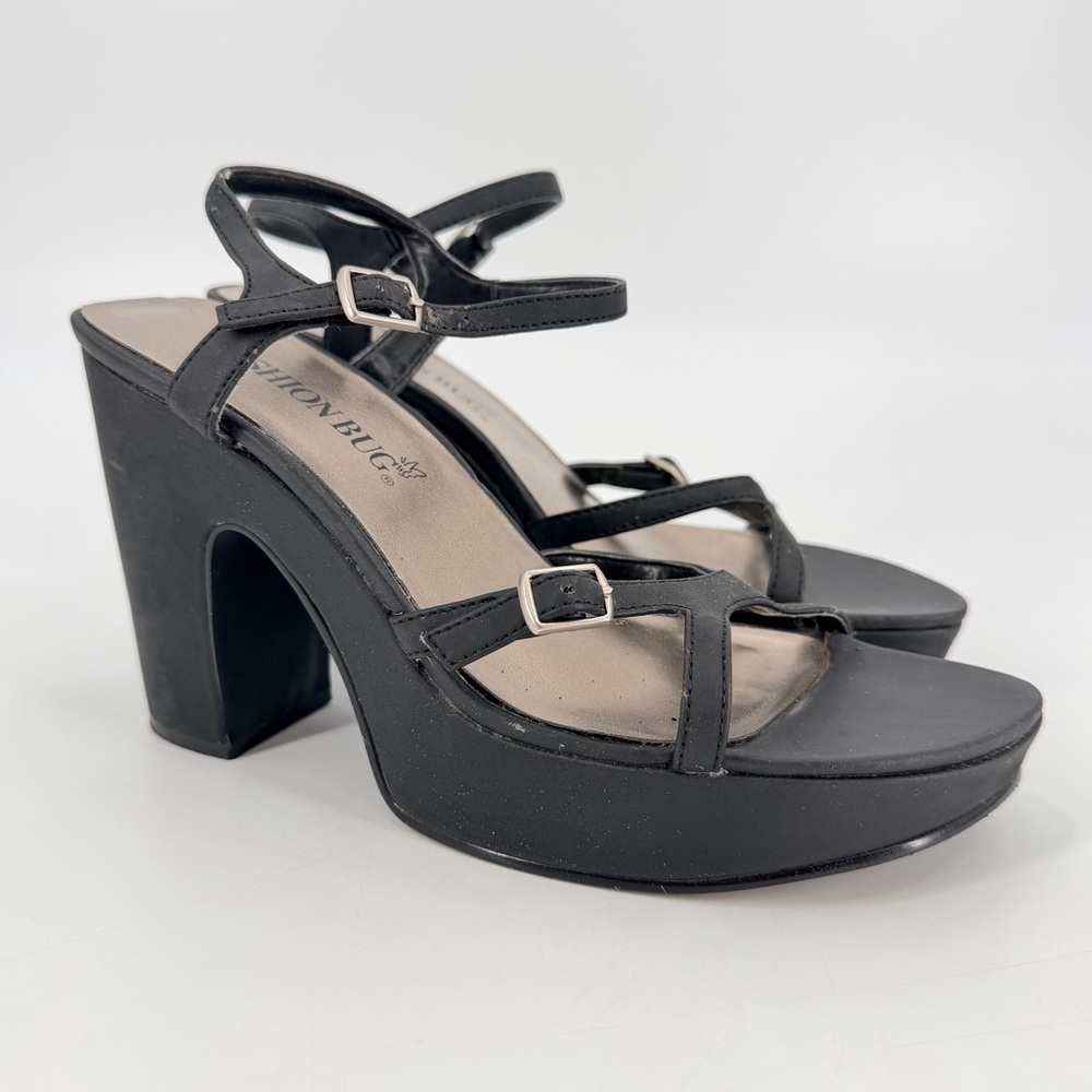 Vintage Y2K Chunky Platform Heel Strappy Sandals 7.5 Spice Girls Prom